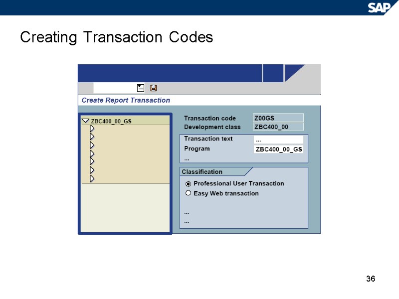 36 Creating Transaction Codes